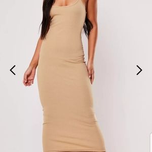 Nude Ribbed Bodycon Dress